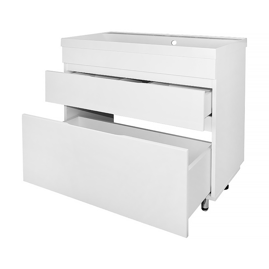 Комплект AQUA NERO Эстелла 80-2Н напольная тумба с раковиной Астория-80, покрытие эмаль, белый глянц фото 2