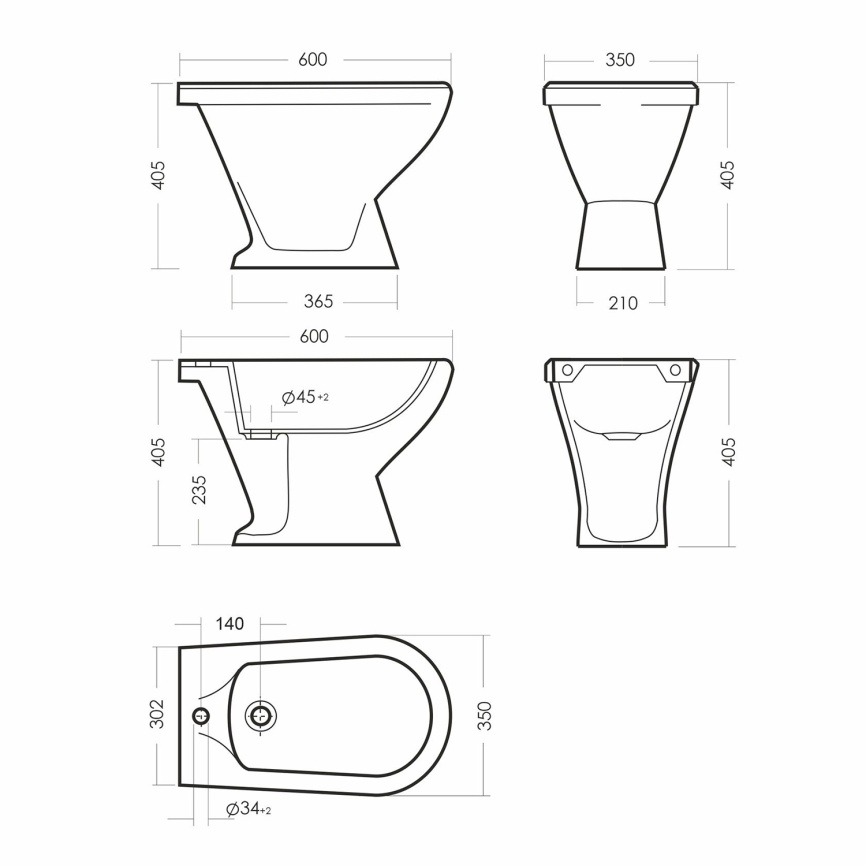 Биде напольное SANITA Самарское, санфаянс, белый фото 6