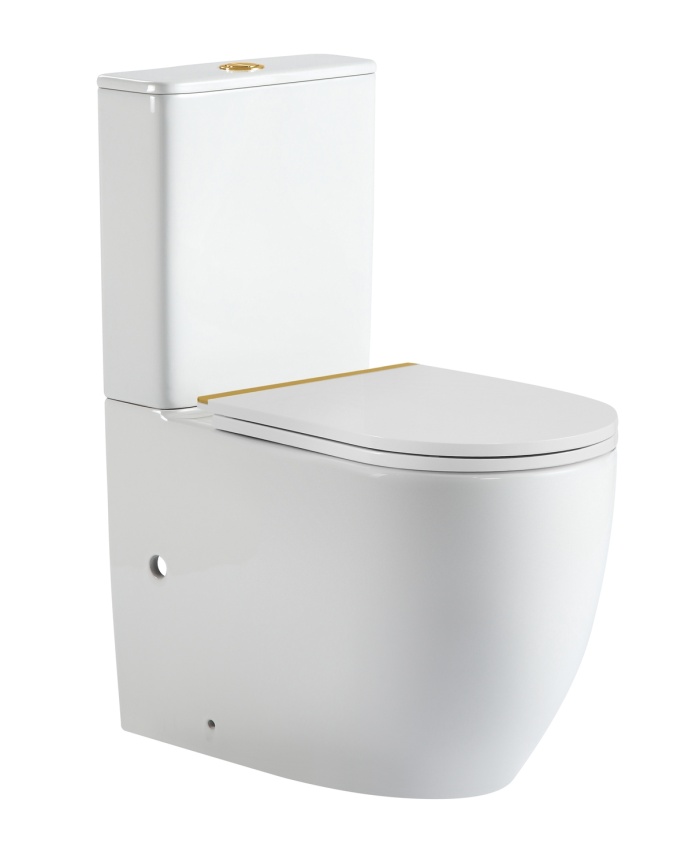 AN-017S Унитаз-компакт безободковый, Торнадо,610*360*835 мм,с сиденьем микролифт дюропласт, золото фото 3