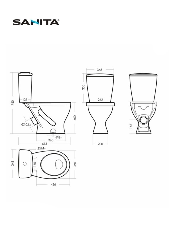 Унитаз-компакт Sanita Идеал стандарт 360х615х760 напольный, 1- режимный слив, в комплекте с сиденьем фото 4