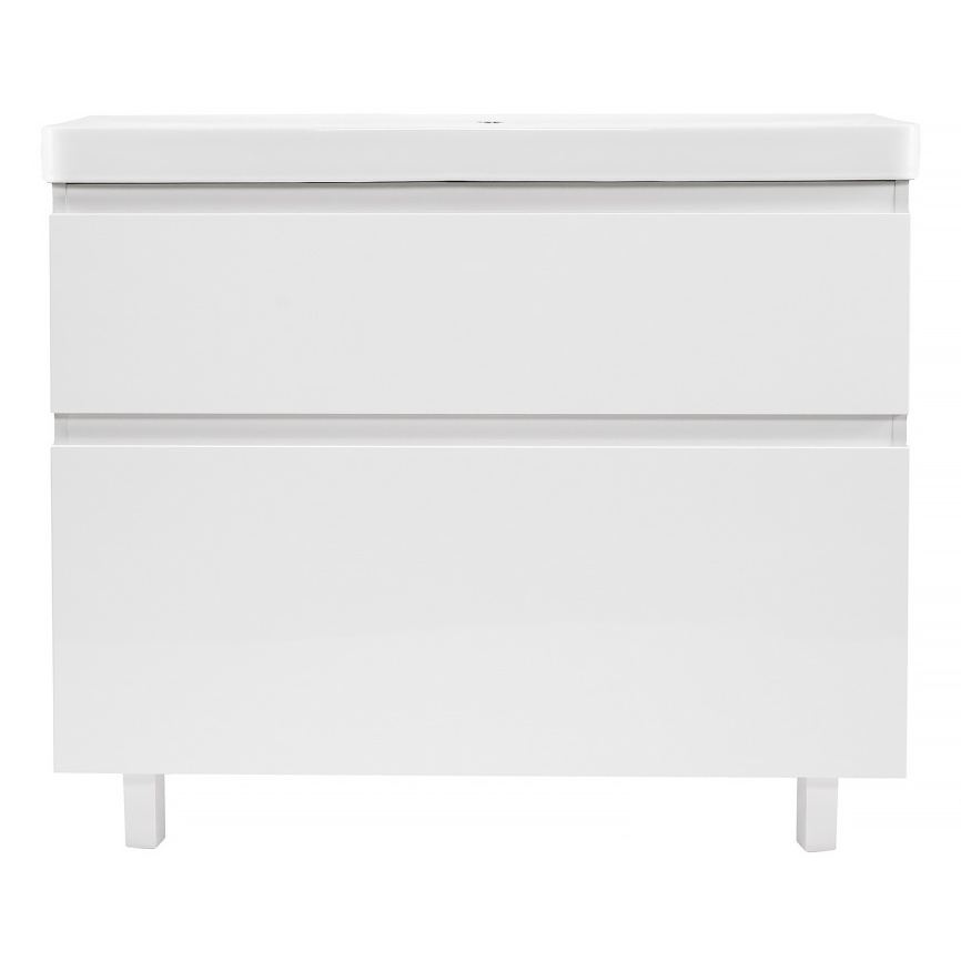 Комплект AQUA NERO Сандра 80-2 напольная тумба с раковиной АСТИ-80, покрытие эмаль, белый глянцевый фото 3