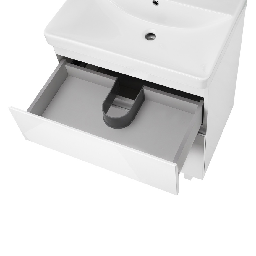 Комплект AQUA NERO Сандра 70-2 напольная тумба с раковиной АСТИ-70, покрытие эмаль, белый глянцевый фото 5
