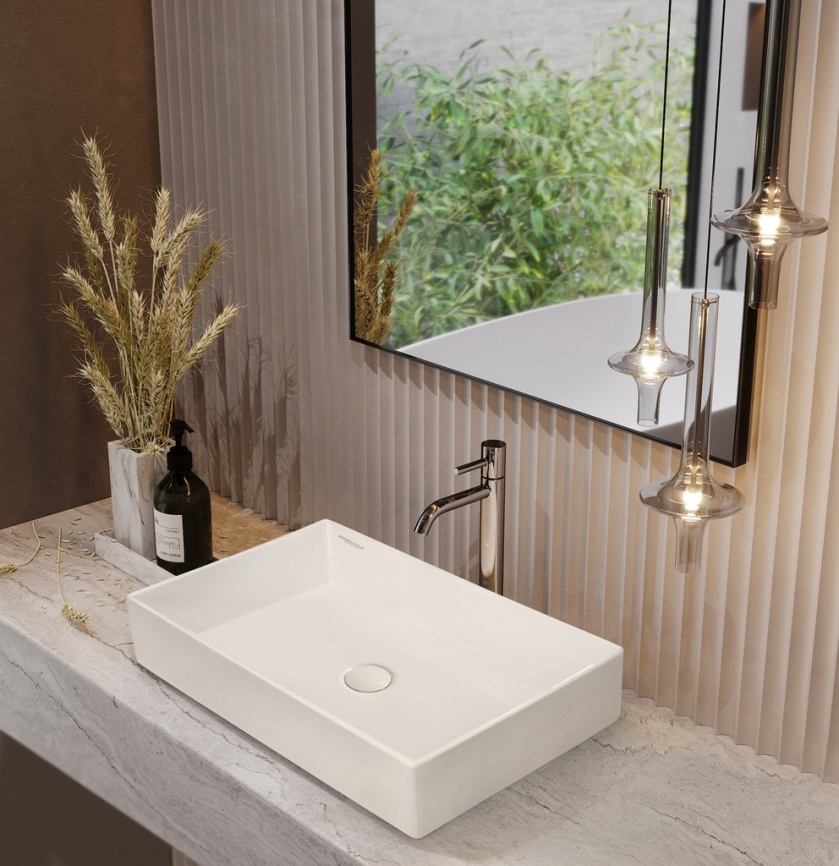 Раковина накладная SANITA LUXE Новел 60 Слим санфарфор, белый фото 4