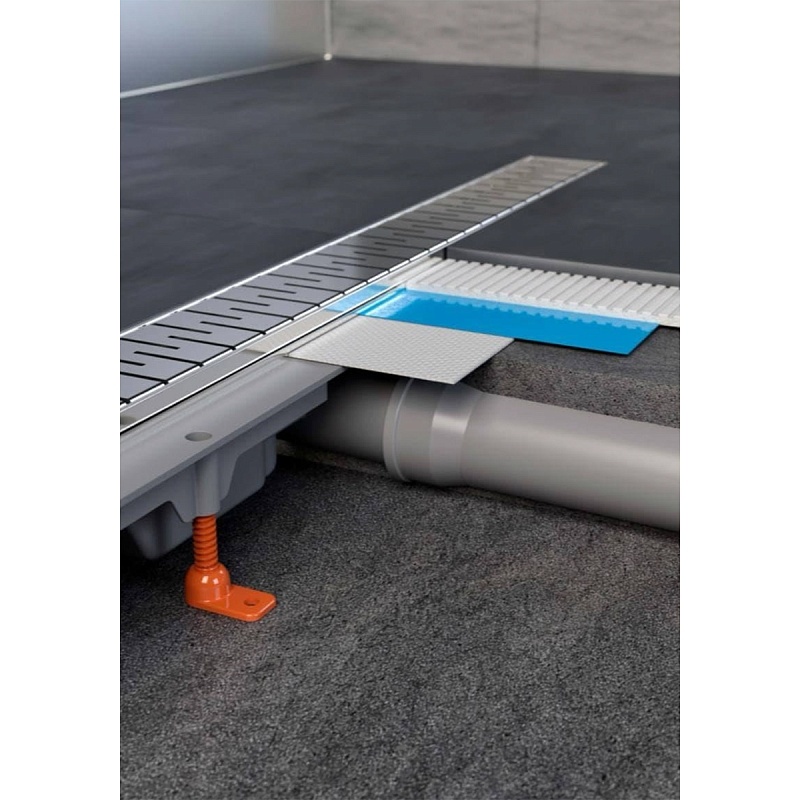 Душевой лоток CHUDEJ D40 Medium 450 мм, боковой слив, пластиковый, решетка из нержавеющей стали фото 4