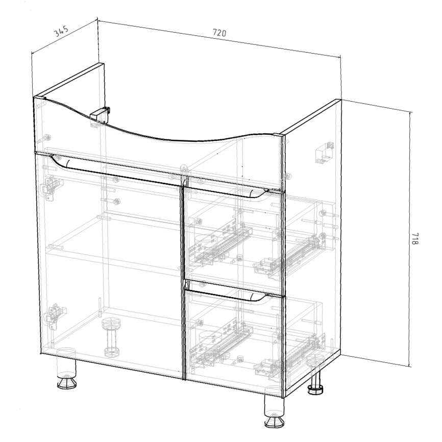 Комплект AQUA NERO Келли 75Н 750х450х870 напольная тумба с раковиной Edra Classic 75, покрытие эмаль фото 10