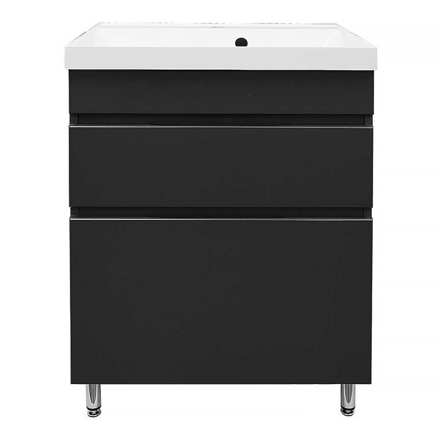 Комплект AQUA NERO Эстелла 60-2Н напольная тумба с раковиной Астория-60, покрытие эмаль, графит фото 6