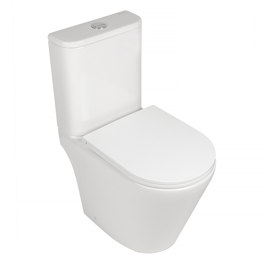 Унитаз-компакт AQUA NERO ARETA 385х615х805 безободковый, слив скрытый "Торнадо", с быстросъемным сид фото 1