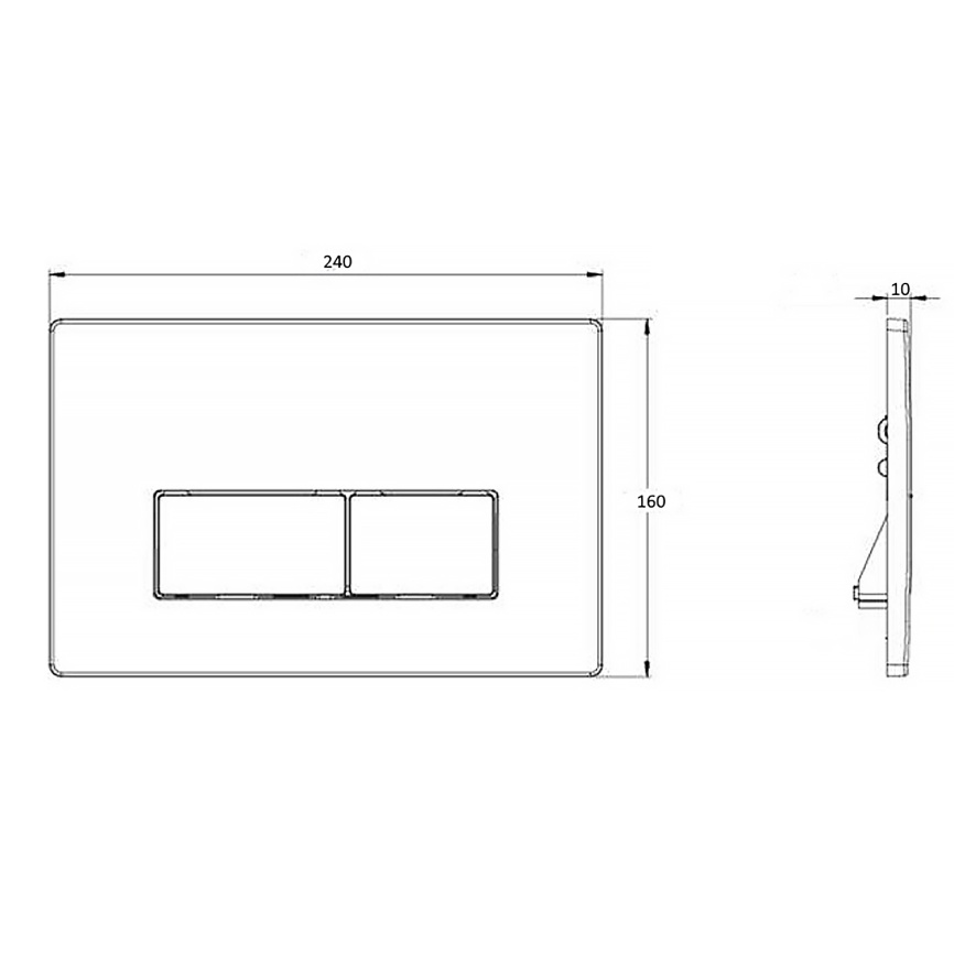 Клавиша смыва AQUA NERO 240х10х160 механическая, прямоугольные кнопки, двойной смыв, пластик, хром г фото 2