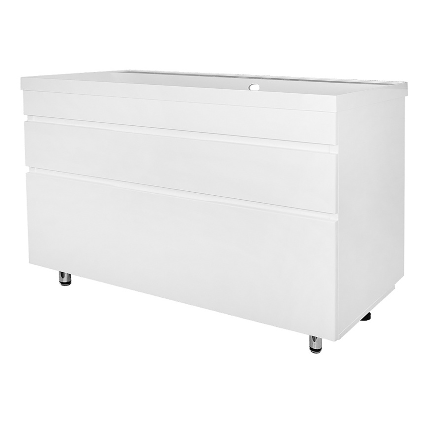 Комплект AQUA NERO Эстелла 100-2Н напольная тумба с раковиной Астория-100, покрытие эмаль, белый гля фото 1