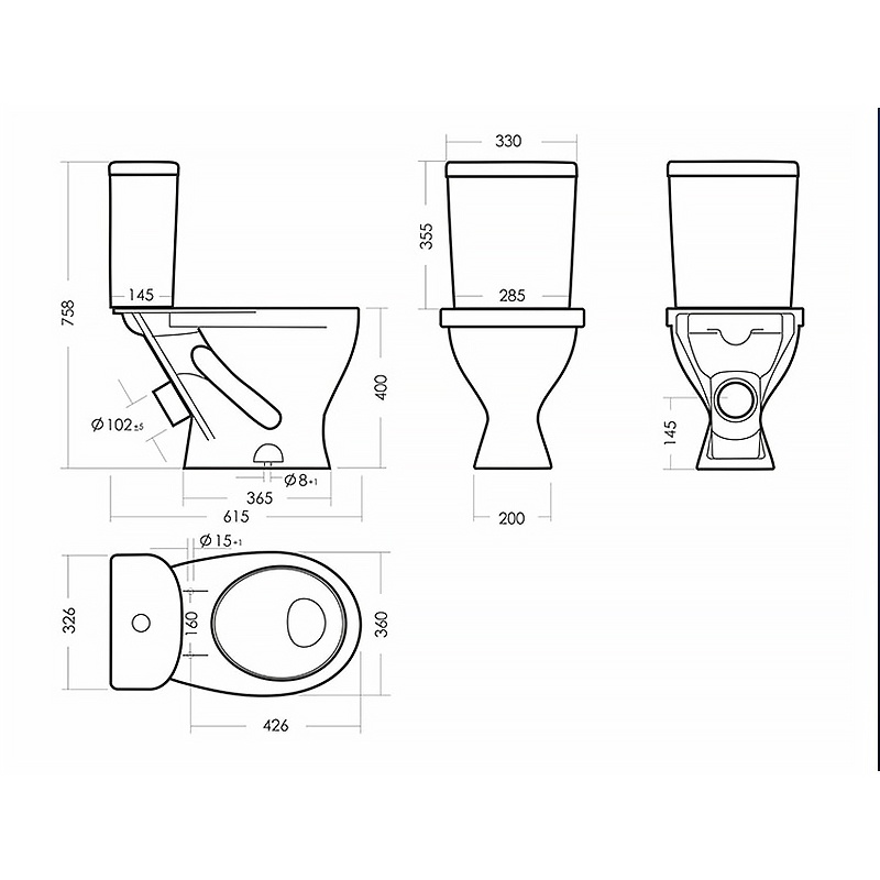 Унитаз-компакт Sanita Формат эконом 360х615х758 напольный, 1- режимный слив, в комплекте с сиденьем  фото 4