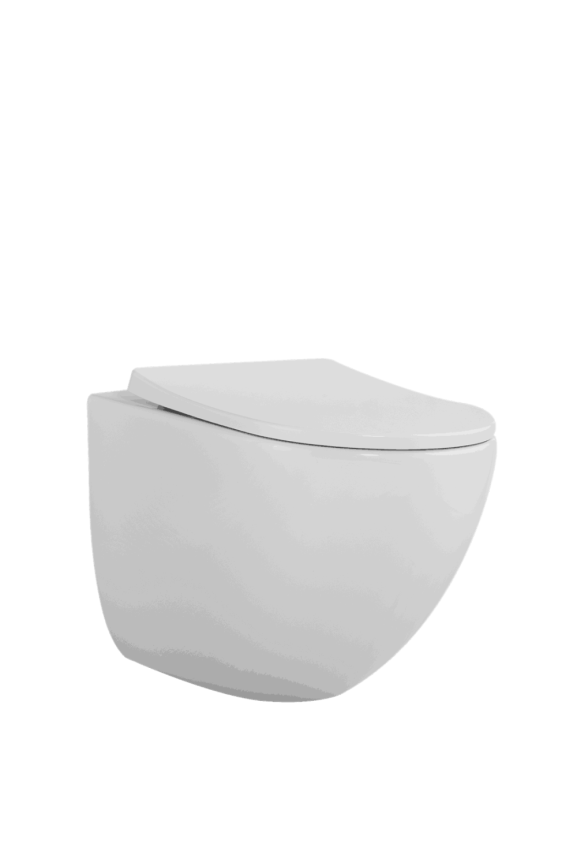 AN-019S Унитаз подвесной безободковый,торнадо, 520*365*400 мм,с сиденьем микролифт дюропласт, белый фото 1