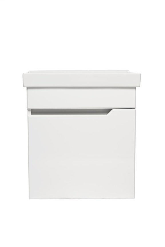Комплект Рондо 50 подвесная тумба 1 дверца с раковиной Фест 50 белый глянец фото 2