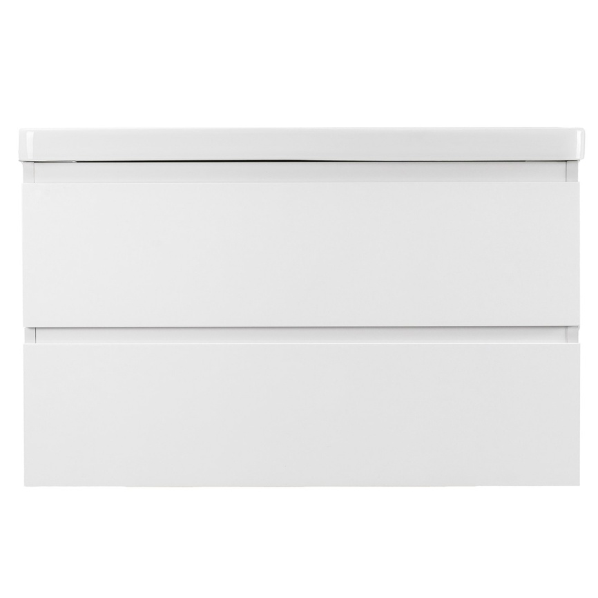 Комплект AQUA NERO Сандра 80-2 подвесная тумба с раковиной АСТИ-80, покрытие эмаль, белый глянцевый фото 4