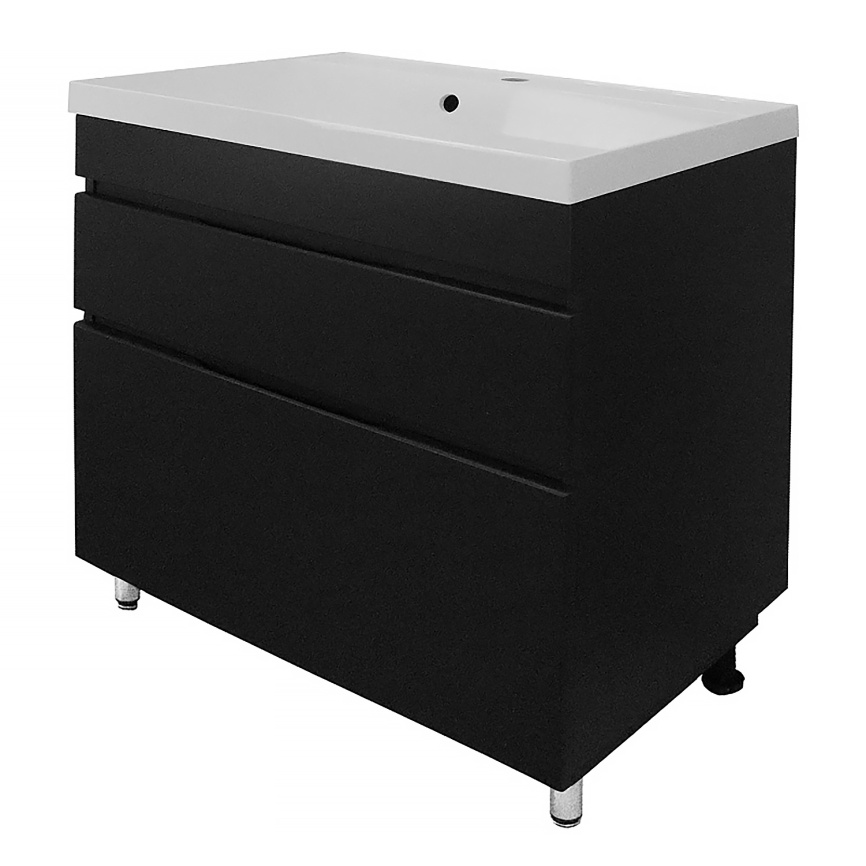 Комплект AQUA NERO Эстелла 70-2Н напольная тумба с раковиной Астория-70, покрытие эмаль, графит фото 1