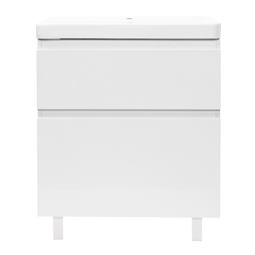 Комплект AQUA NERO Сандра 60-2 напольная тумба с раковиной АСТИ-60, покрытие эмаль, белый глянцевый фото 3