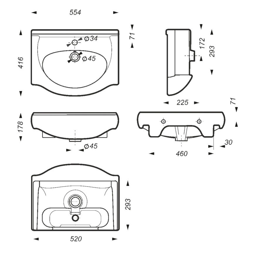 Комплект SANITA Вега напольная тумба 515х300х820 с раковиной Вега 55, покрытие пленка ПВХ, белый гля фото 8