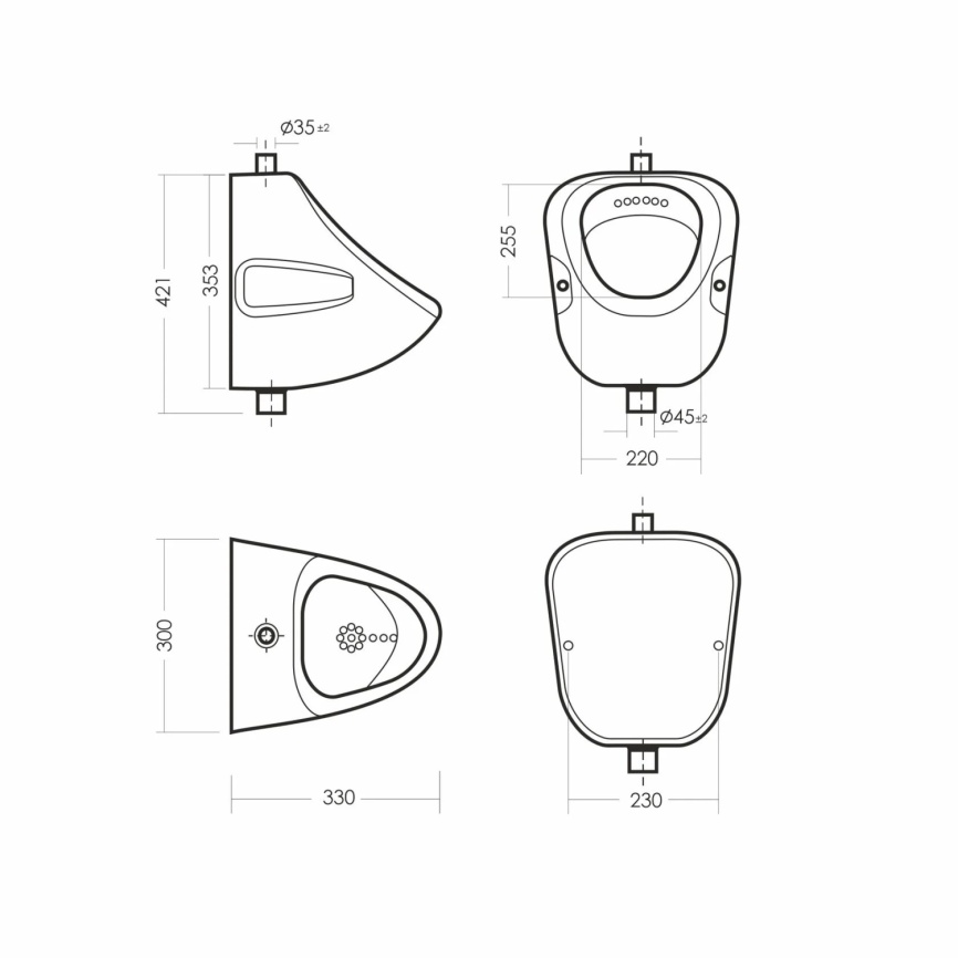 Писсуар настенный SANITA Орион санфаянс, белый фото 6