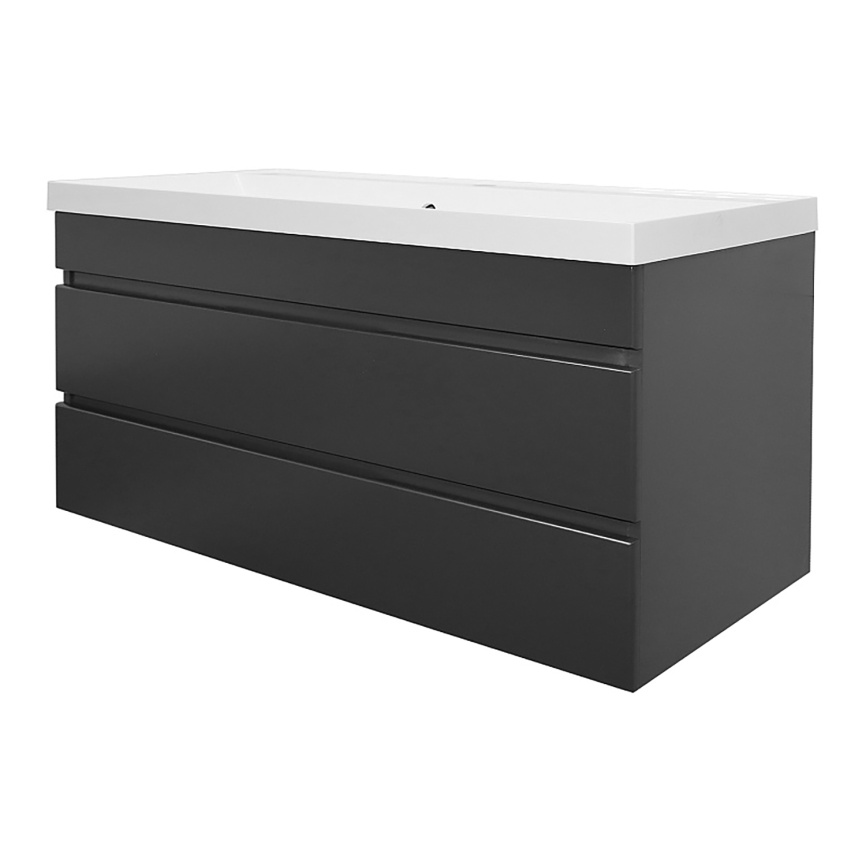 Комплект AQUA NERO Эстелла 100 подвесная тумба с раковиной Classic-100, покрытие эмаль, графит фото 1