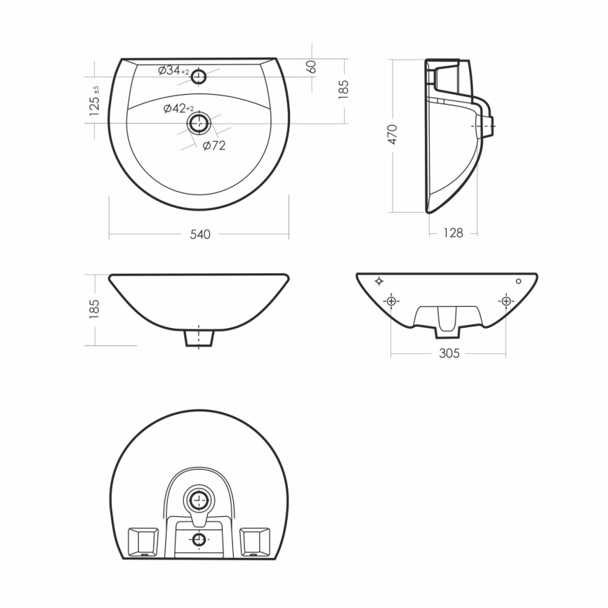 Раковина подвесная SANITA Аттика 55 санфарфор, белый фото 4