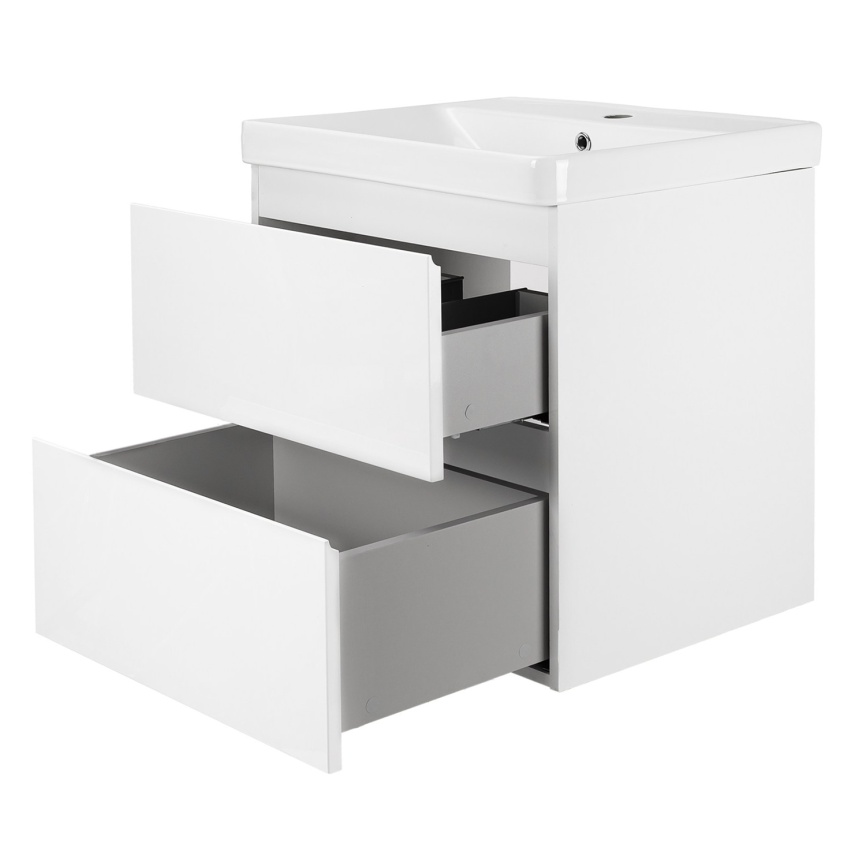 Комплект AQUA NERO Сандра 60-2 подвесная тумба с раковиной АСТИ-60, покрытие эмаль, белый глянцевый фото 2