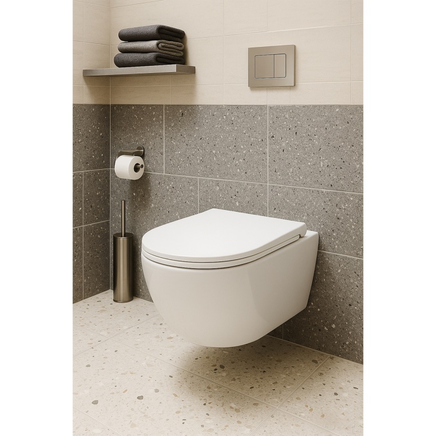 Унитаз подвесной AQUA NERO БЛУМ 360х495х390 безободковый, слив скрытый "Торнадо", с быстросъемным си фото 17