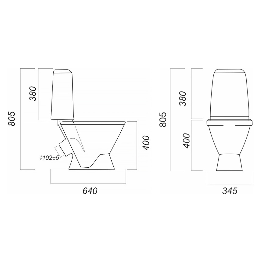 Унитаз-компакт Sanita Кама эконом 350х650х810 напольный, 1- режимный слив, в комплекте с сиденьем по фото 4