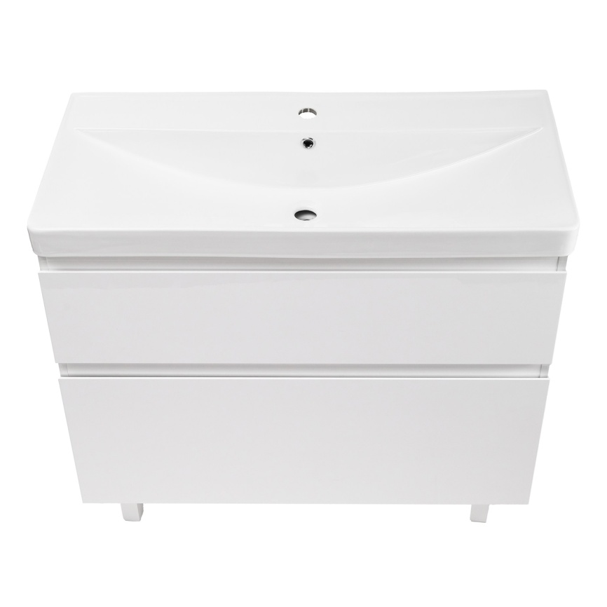 Комплект AQUA NERO Сандра 80-2 напольная тумба с раковиной АСТИ-80, покрытие эмаль, белый глянцевый фото 4