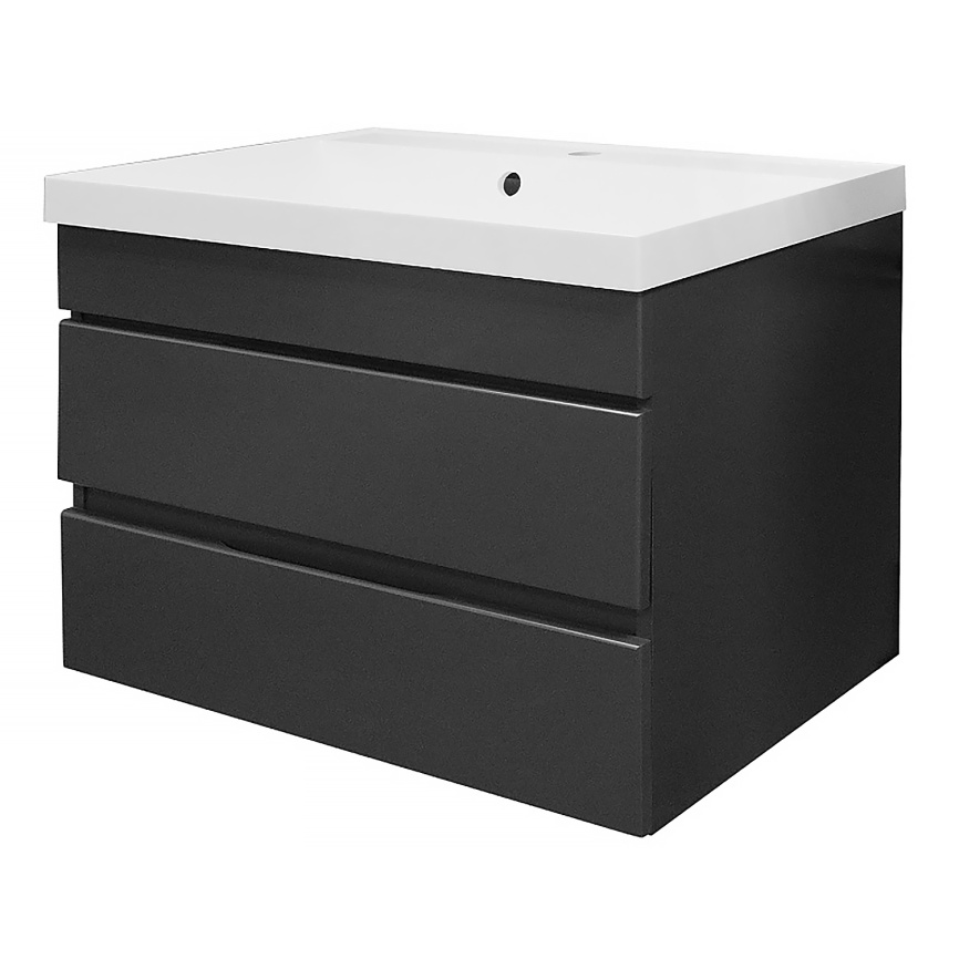 Комплект AQUA NERO Эстелла 70/2 подвесная тумба с раковиной Астория-70, покрытие эмаль, графит фото 1