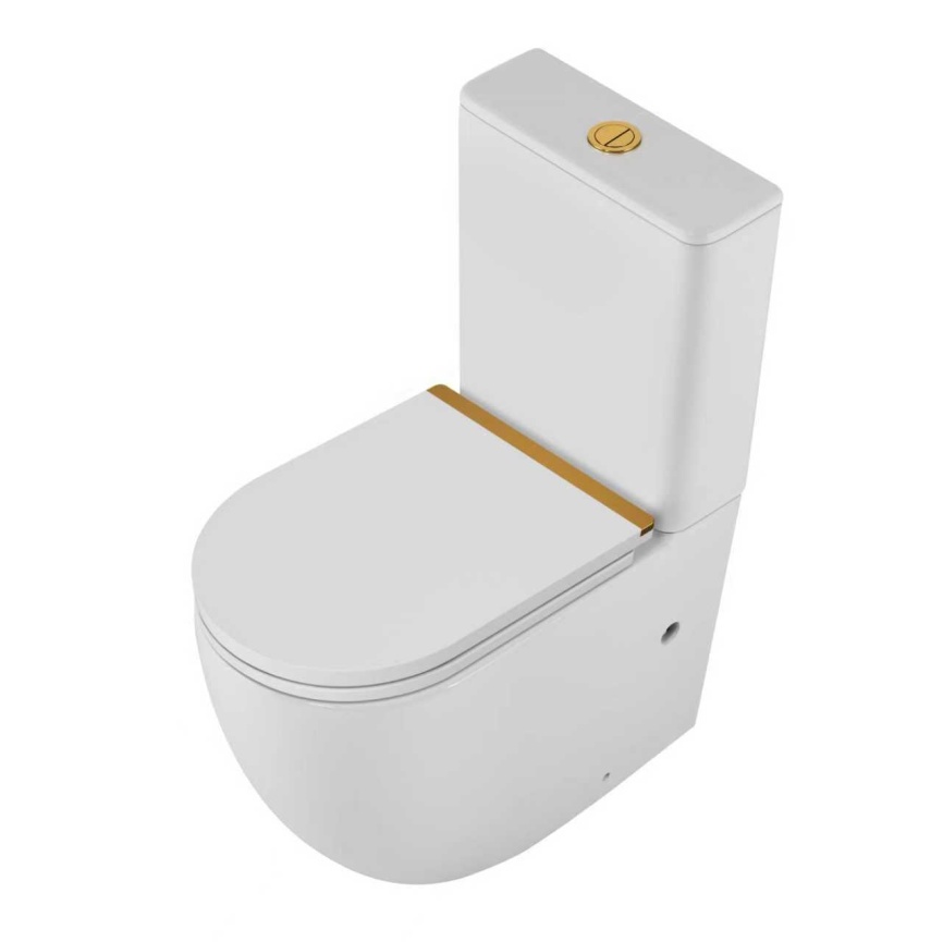 AN-017S Унитаз-компакт безободковый, Торнадо,610*360*835 мм,с сиденьем микролифт дюропласт, золото фото 1