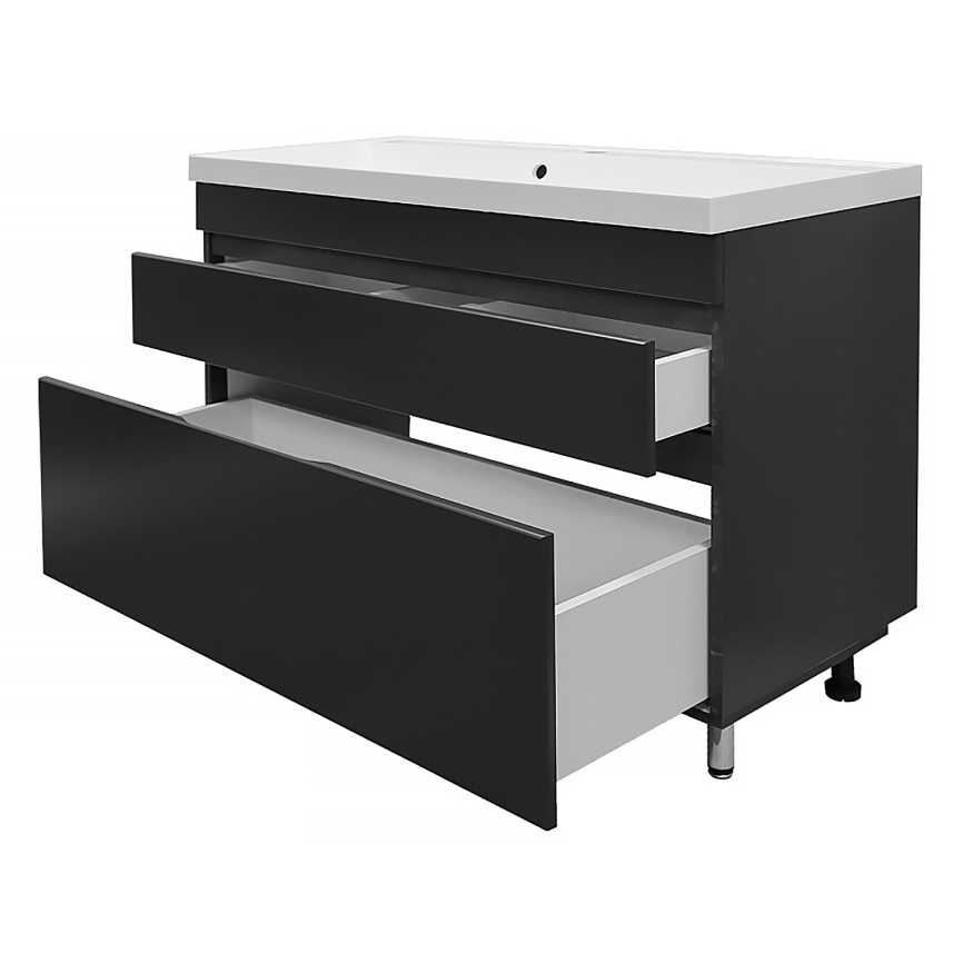 Комплект AQUA NERO Эстелла 100-2Н напольная тумба с раковиной Classic-100, покрытие эмаль, графит фото 4