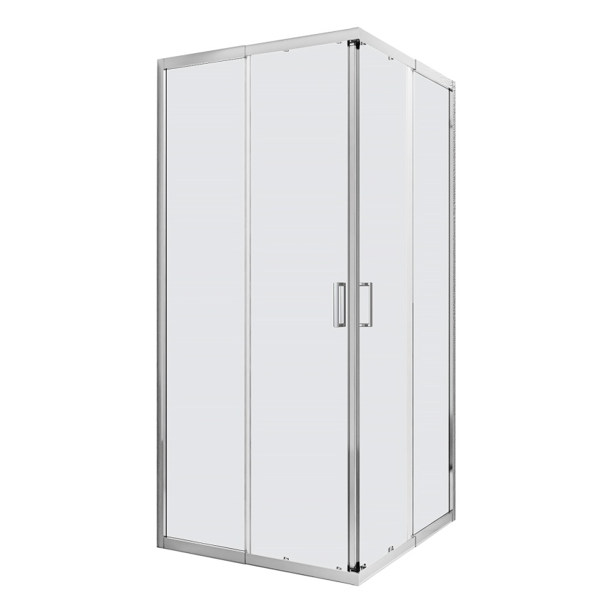 Душевое ограждение AQUA NERO 1000х1000х1900, телескопический профиль, без поддона, прозрачное стекло фото 1