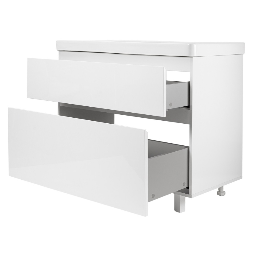 Комплект AQUA NERO Сандра 80-2 напольная тумба с раковиной АСТИ-80, покрытие эмаль, белый глянцевый фото 2
