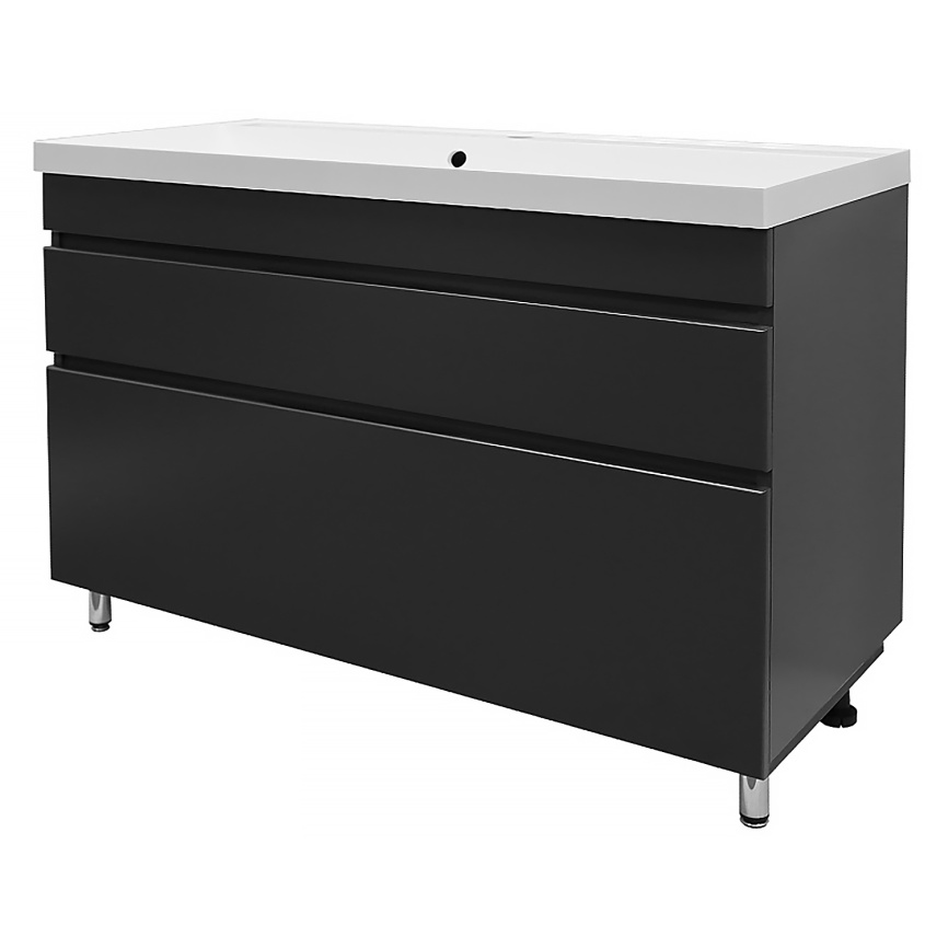 Комплект AQUA NERO Эстелла 100-2Н напольная тумба с раковиной Classic-100, покрытие эмаль, графит фото 1