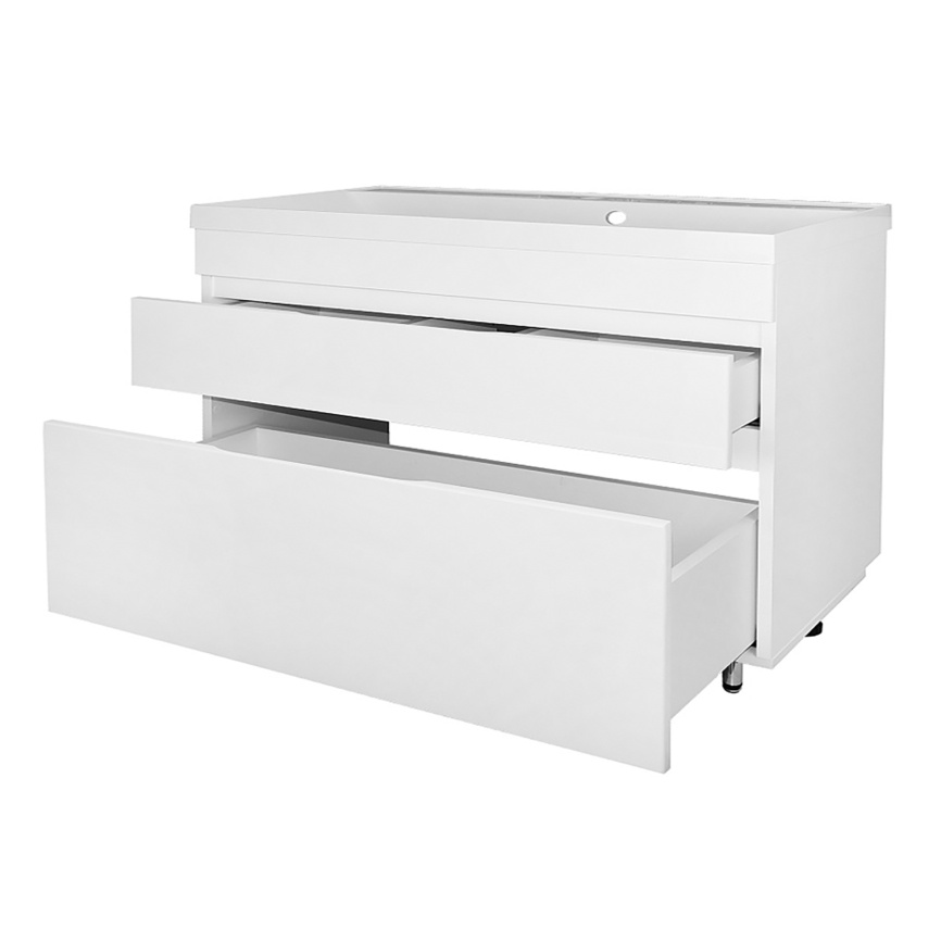 Комплект AQUA NERO Эстелла 100-2Н напольная тумба с раковиной Астория-100, покрытие эмаль, белый гля фото 3