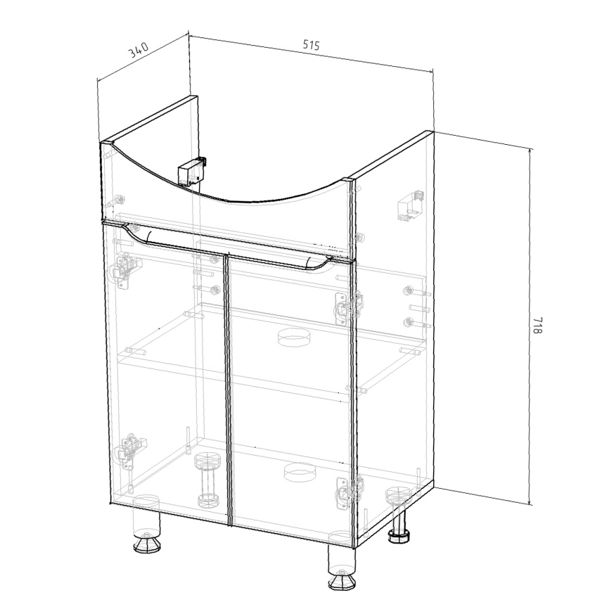 Комплект AQUA NERO Келли 55Н 550х450х870 напольная тумба с раковиной Edra Classic 55, покрытие эмаль фото 7