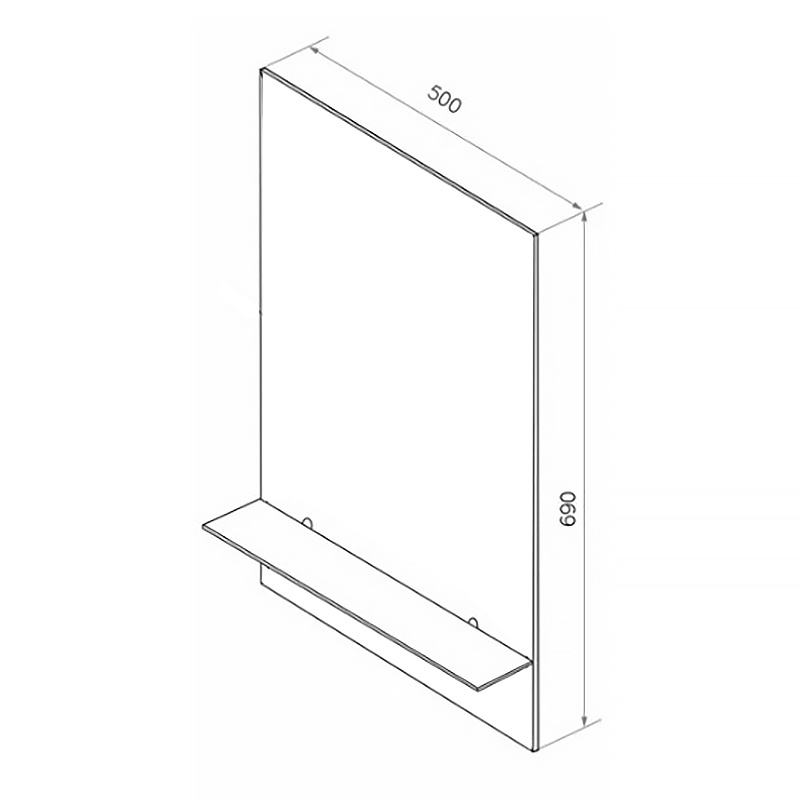 Зеркало AQUA NERO Модерн - люкс 500х690 с полкой, подвесное фото 3