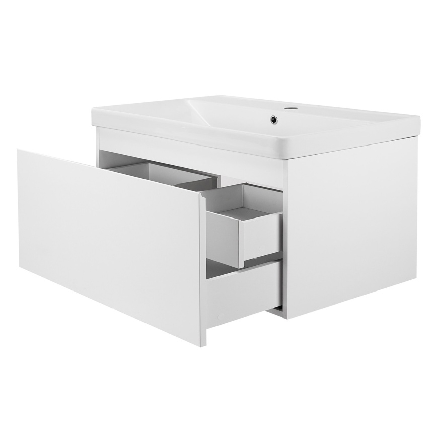 Комплект AQUA NERO Сандра 70-2 подвесная тумба с раковиной АСТИ-70, покрытие эмаль, белый глянцевый фото 3