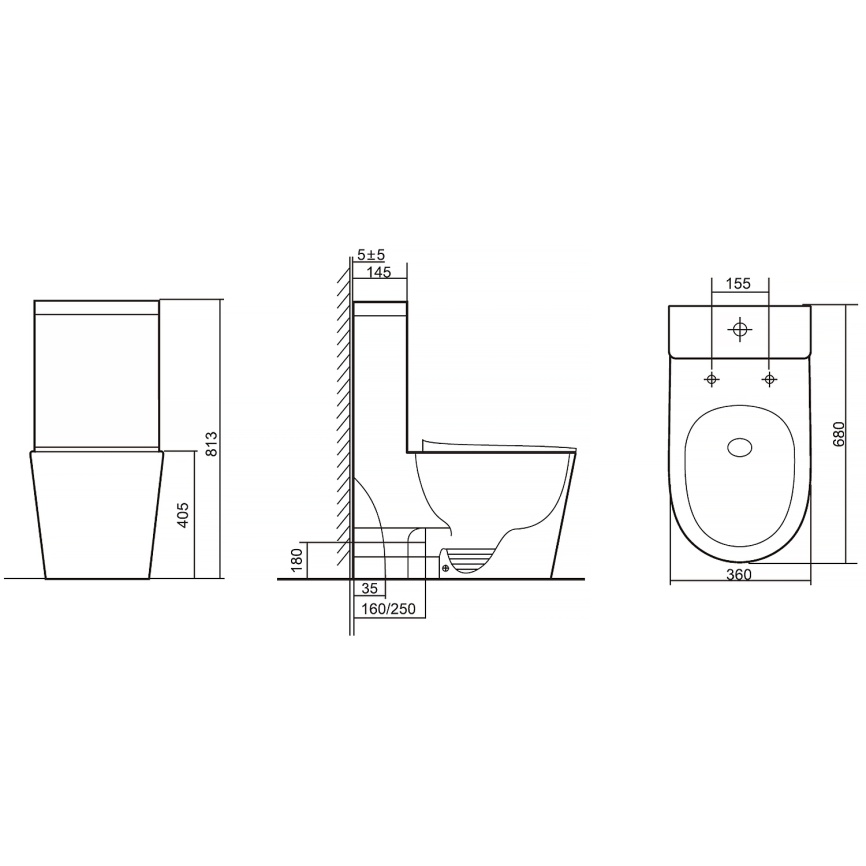 Унитаз-моноблок AQUA NERO MAIN 360х680х813 безободковый, слив скрытый "Торнадо", с быстросъемным сид фото 17