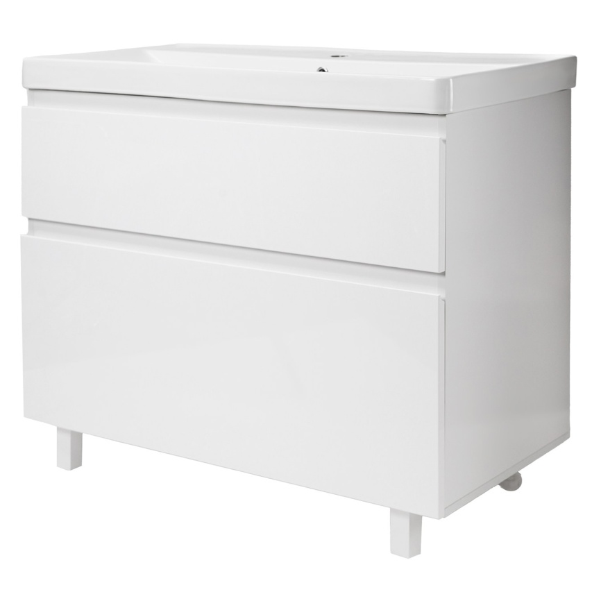 Комплект AQUA NERO Сандра 80-2 напольная тумба с раковиной АСТИ-80, покрытие эмаль, белый глянцевый фото 1