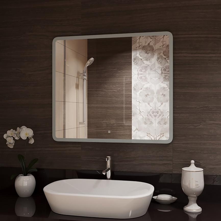 Зеркало AQUA NERO Самба 800х30х700 с подогревом, LED-подсветка, сенсорный выключатель. фото 9