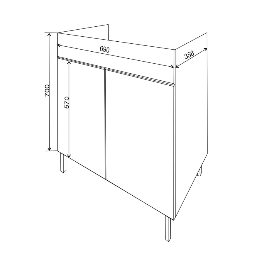 Комплект AQUA NERO Сабина 70Н 700х360х850 напольная тумба с раковиной Классика Слим 70*36 см, покрыт фото 10