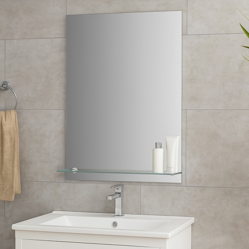 Зеркало AQUA NERO Модерн - люкс 500х690 с полкой, подвесное фото 4