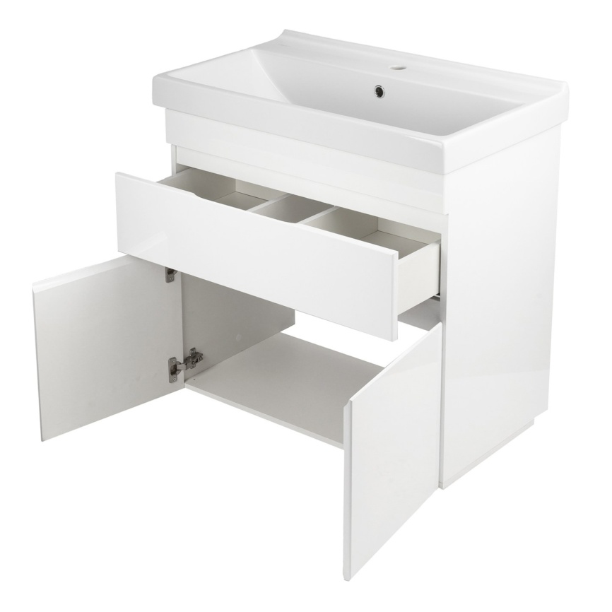 Комплект AQUA NERO Сабина 80Н 805х450х850напольная тумба с раковиной Фест 80, покрытие эмаль, белый  фото 4