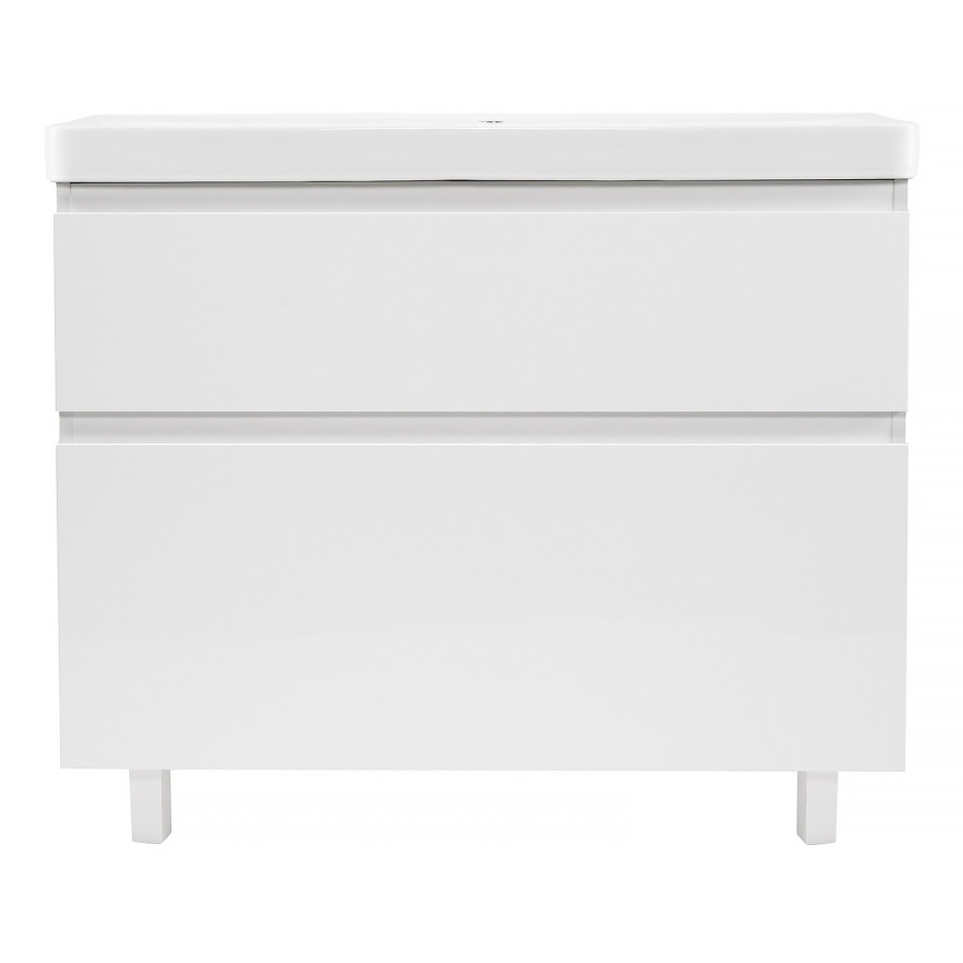 Комплект AQUA NERO Сандра 100-2 напольная тумба с раковиной АСТИ-100, покрытие эмаль, белый глянцевы фото 3