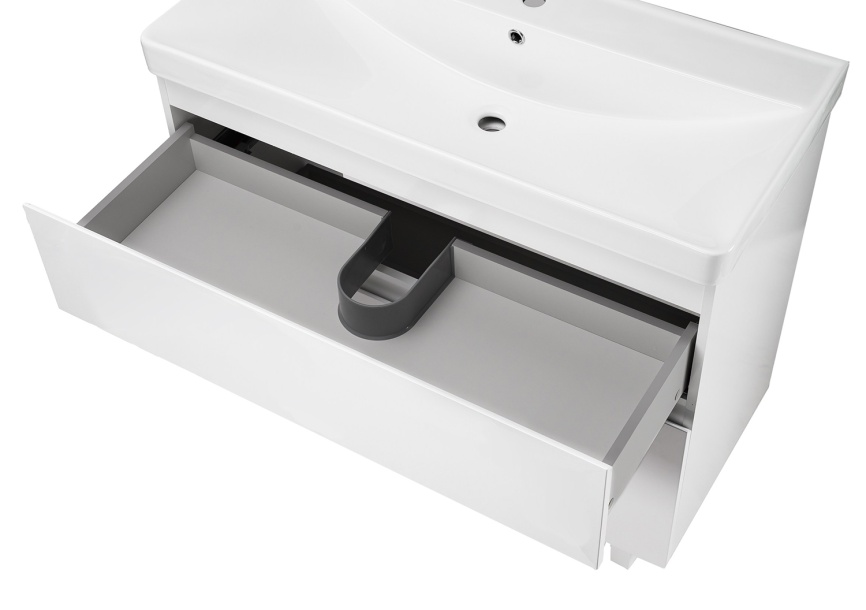 Комплект AQUA NERO Сандра 80-2 напольная тумба с раковиной АСТИ-80, покрытие эмаль, белый глянцевый фото 5