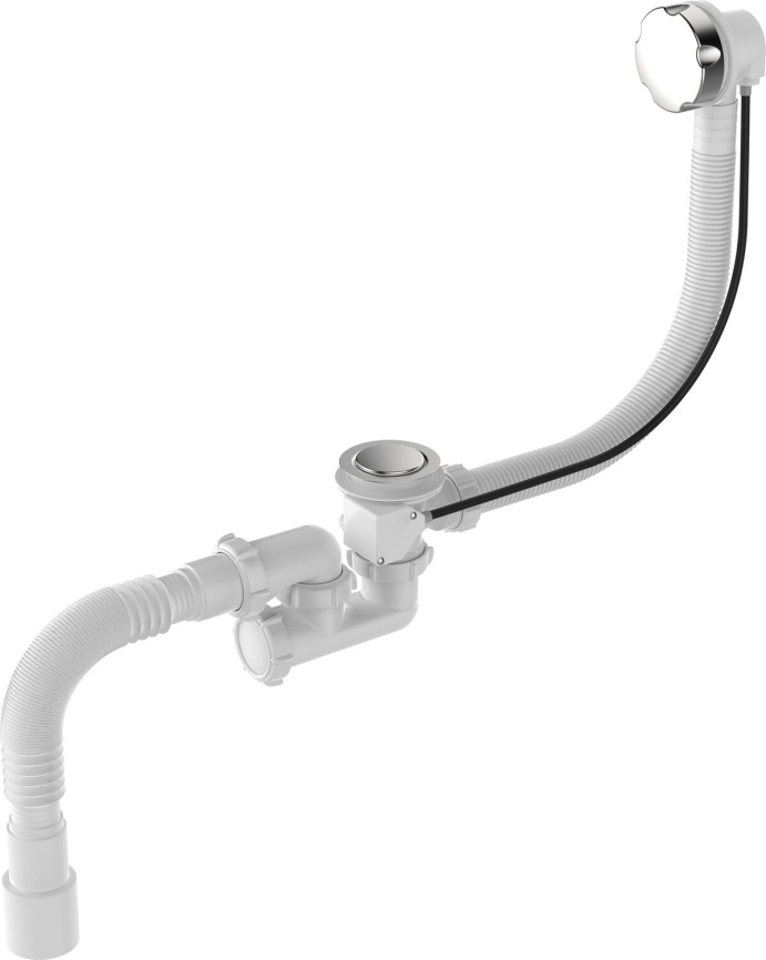Aquant Сифон для ванны регулир. 1 1/2"х40 с выпуск. и перелив. с г.т.40х40/50 полуавтомат фото 1