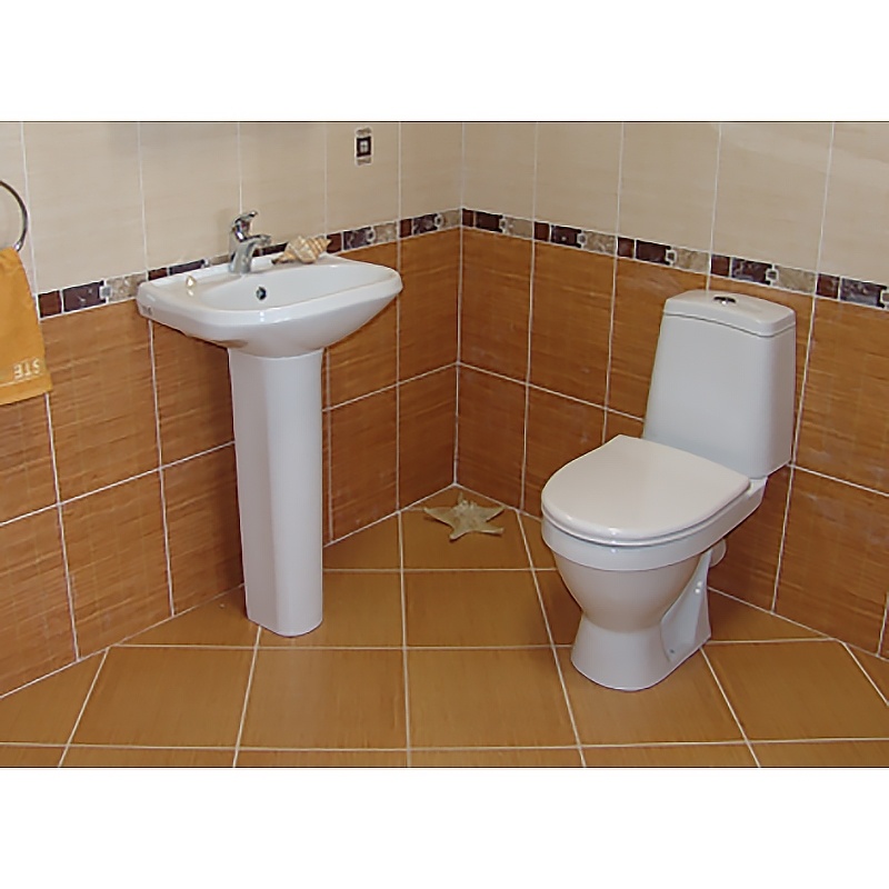 Унитаз-компакт Sanita Лада стандарт 340х625х780 напольный, 1- режимный слив, в комплекте с сиденьем  фото 3