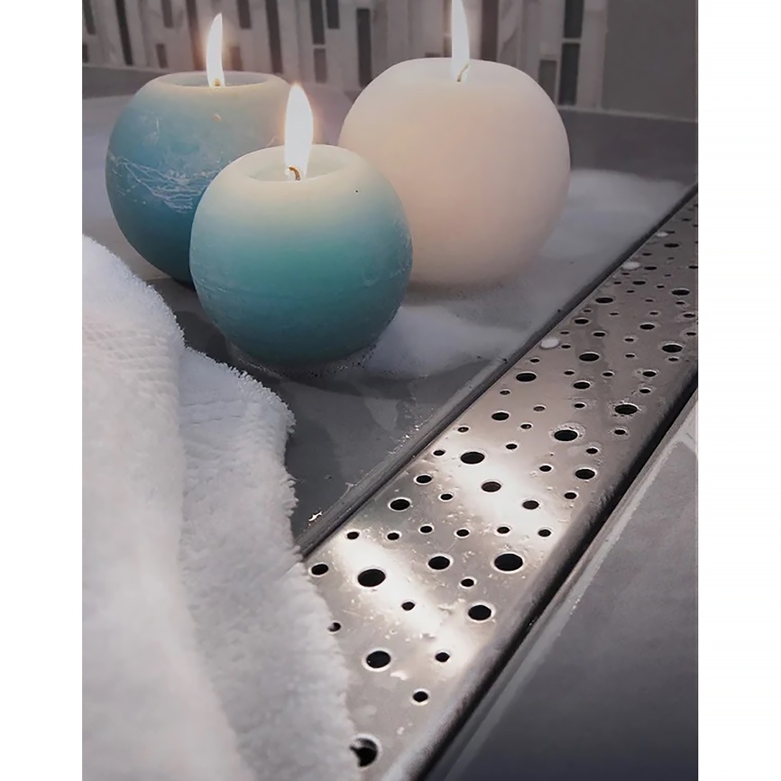 Душевой лоток CHUDEJ D40 Drops 650 мм, боковой слив, пластиковый, решетка из нержавеющей стали фото 2