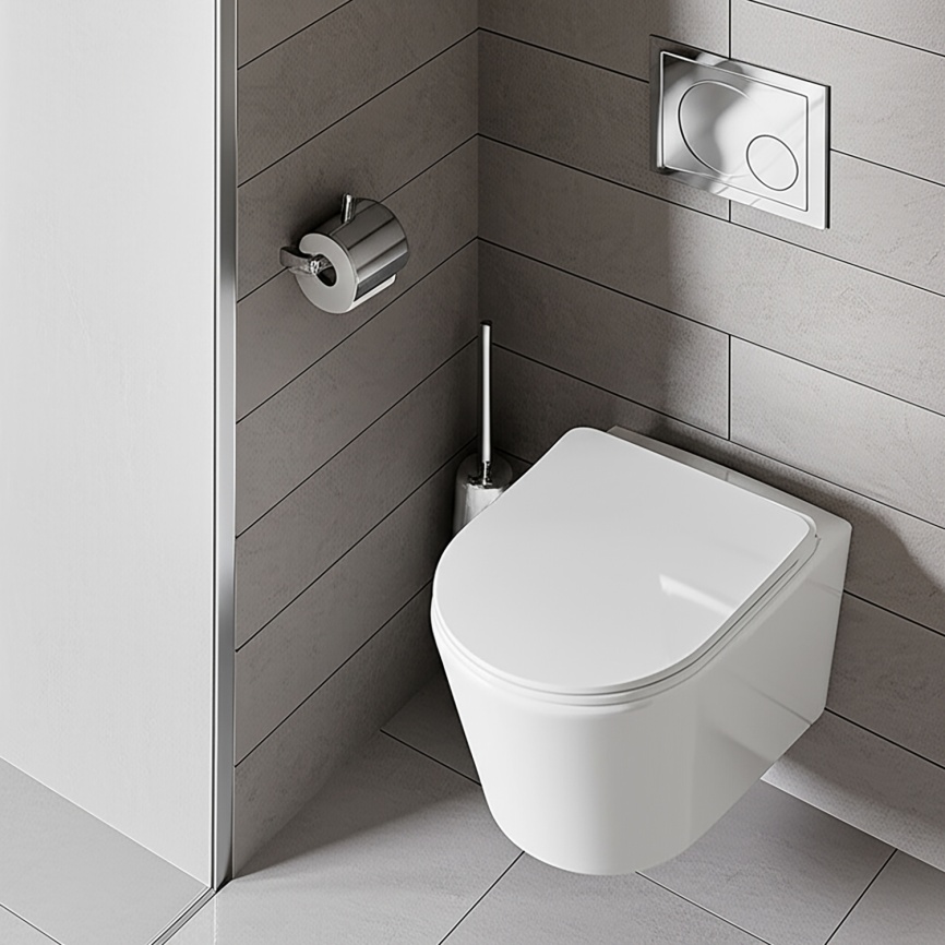 Унитаз подвесной AQUA NERO ATRIA 360х480х360 безободковый, слив "Торнадо", с быстросъемным сиденьем  фото 15