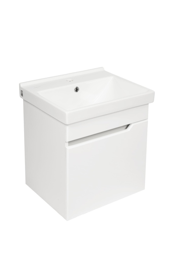 Комплект Рондо 50 подвесная тумба 1 дверца с раковиной Фест 50 белый глянец фото 3